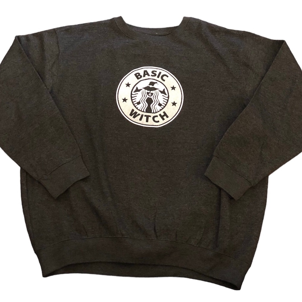Basic Witch Dark Heather Gray Crewneck Sweatshirt… - image 1